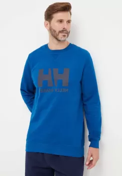 Helly Hansen hanorac de bumbac barbati, culoarea albastru marin, cu imprimeu 34000-597 imagine