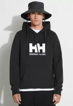 Helly Hansen hanorac de bumbac barbati, culoarea negru, cu gluga, cu imprimeu 33977-597 imagine