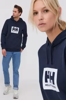 Helly Hansen Hanorac de bumbac culoarea albastru marin, cu imprimeu imagine