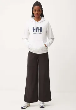 Helly Hansen hanorac de bumbac femei, culoarea gri, cu gluga, cu imprimeu, 34460 imagine