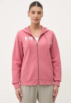 Helly Hansen hanorac de bumbac femei, culoarea roz, cu gluga, melanj, 34461 imagine