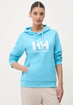 Helly Hansen hanorac de bumbac HH LOGO 2.0 femei, cu gluga, cu imprimeu, 34460 imagine