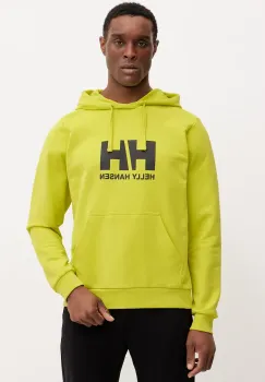 Helly Hansen hanorac de bumbac HH LOGO barbati, culoarea galben, cu gluga, cu imprimeu, 30394 imagine