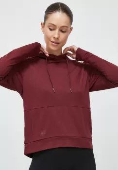 Helly Hansen hanorac Lifa Tech femei, culoarea maro, cu gluga, neted imagine