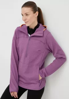 Helly Hansen hanorac Powderqueen femei, culoarea violet, cu gluga, neted imagine