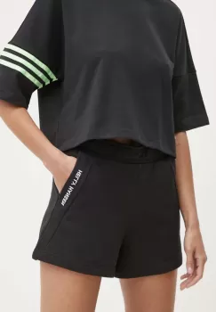 Helly Hansen pantaloni scurti femei, culoarea negru, cu imprimeu, high waist, 54081 imagine
