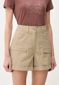 Helly Hansen pantaloni scurti outdoor Maridalen culoarea verde, neted, high waist, 62872 imagine
