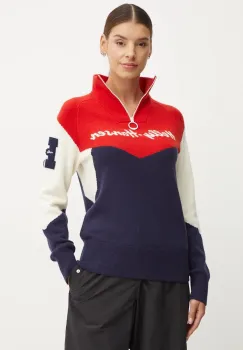 Helly Hansen pulover Apres femei, culoarea albastru marin, calduros, cu guler, 66029 imagine