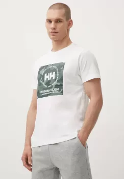 Helly Hansen tricou din bumbac culoarea alb, modelator imagine