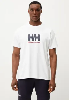 Helly Hansen tricou din bumbac HH LOGO barbati, culoarea alb, cu imprimeu, 54596 imagine