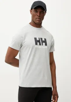 Helly Hansen tricou din bumbac HH LOGO barbati, culoarea gri, cu imprimeu, 54596 imagine