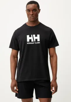 Helly Hansen tricou din bumbac HH LOGO barbati, culoarea negru, cu imprimeu, 54596 imagine