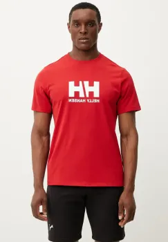 Helly Hansen tricou din bumbac HH LOGO barbati, culoarea rosu, cu imprimeu, 54596 imagine