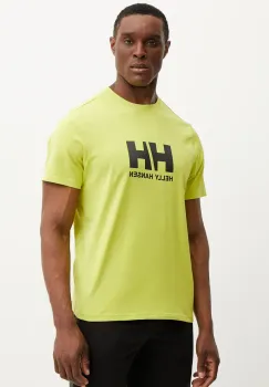 Helly Hansen tricou din bumbac HH LOGO barbati, culoarea verde, cu imprimeu, 54596 imagine