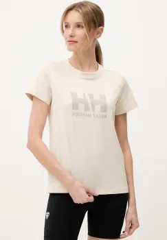 Helly Hansen tricou din bumbac HH LOGO femei, culoarea bej, 54593 imagine