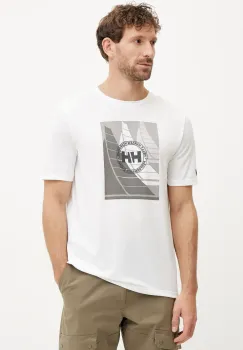 Helly Hansen tricou sport Race Graphic culoarea alb, cu imprimeu, 34419 imagine