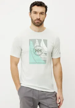Helly Hansen tricou sport Race Graphic culoarea verde, cu imprimeu, 34419 imagine