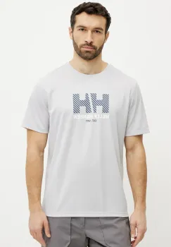 Helly Hansen tricou sport Tech Graphic culoarea gri, cu imprimeu, 49574 imagine