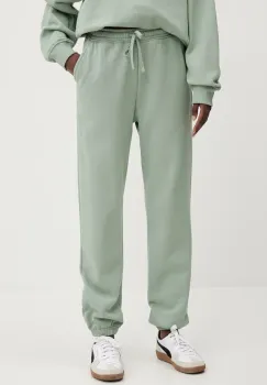 Herschel pantaloni de trening din bumbac femei, culoarea verde, uni, 50298-01898 imagine