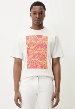 Herschel tricou din bumbac culoarea bej, cu imprimeu, 50546-05977 imagine