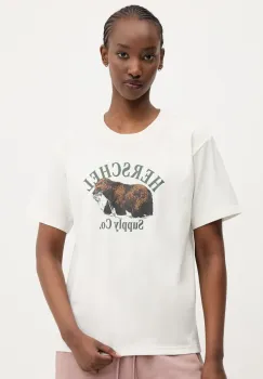 Herschel tricou din bumbac femei, culoarea bej, 50442-05977 imagine