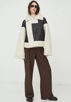 Herskind geaca de piele femei, culoarea negru, de tranzitie imagine