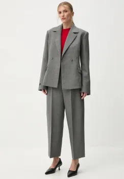 Herskind pantaloni de lana Olsen culoarea gri, lat, high waist, 5329140 imagine