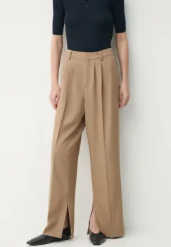 Herskind pantaloni Rupert femei, culoarea maro, drept, high waist, 5412177 imagine