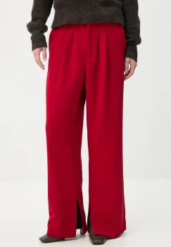 Herskind pantaloni Rupert femei, culoarea rosu, lat, high waist, 5317668 imagine