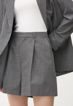 Herskind pantaloni scurti din lana Reggy culoarea gri, neted, high waist, 5404134 imagine