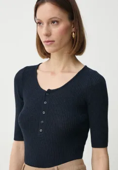 Herskind pulover de lana Agnes femei, culoarea albastru marin, light, 5433825 imagine