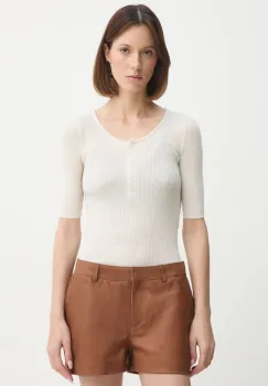 Herskind pulover de lana Agnes femei, culoarea bej, light, 5433825 imagine