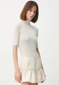 Herskind pulover de lana Evangalista femei, culoarea bej, light, cu guler, 5432825 imagine