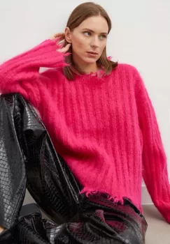 Herskind pulover de lana femei, culoarea roz imagine