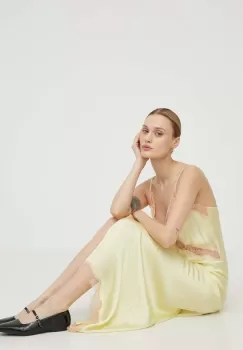 Herskind rochie culoarea galben, maxi, drept imagine