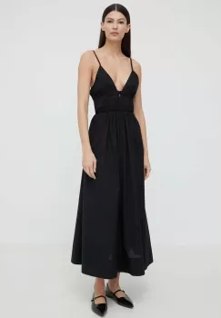 Herskind rochie din bumbac Miranda culoarea negru, maxi, evazati, 5192118 imagine