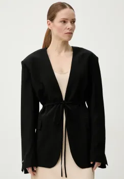 Herskind sacou Indiana culoarea negru, oversize, uni, 5554190 imagine