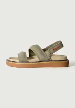 Hoff sandale din piele intoarsa ROAD CAQUI femei, culoarea verde, 12412004 ROAD imagine