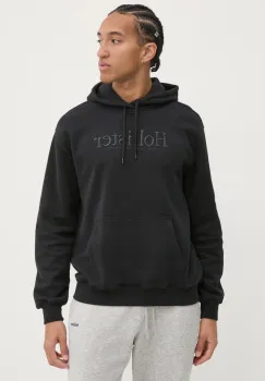 Hollister Co. bluza barbati, culoarea negru, cu gluga, cu imprimeu, KI322-4140 imagine