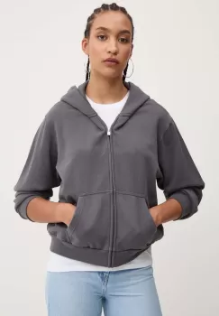 Hollister Co. bluza femei, culoarea gri, cu gluga, neted, KI352-4151 imagine