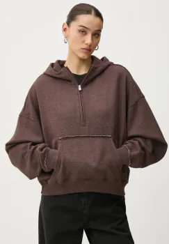 Hollister Co. bluza femei, culoarea maro, cu gluga, neted, KI352-4220 imagine