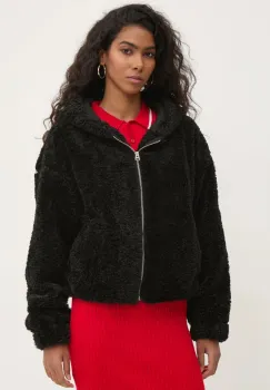 Hollister Co. bluza femei, culoarea negru, cu gluga, neted, KI344-4400 imagine