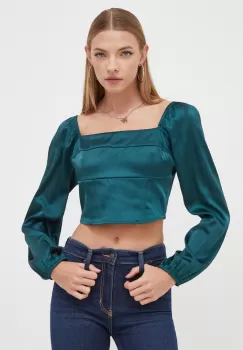 Hollister Co. bluza femei, culoarea verde, neted imagine