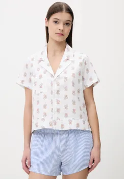 Hollister Co. camasa de pijama din bumbac culoarea alb, bumbac, KI346-5055 imagine