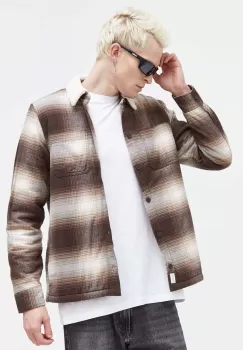 Hollister Co. geaca cu aspect de camasa culoarea maro, de tranzitie imagine