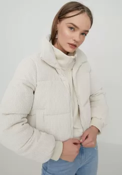 Hollister Co. geaca femei, culoarea bej, de iarna imagine