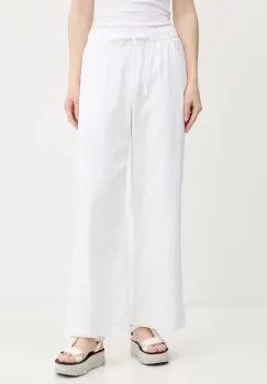 Hollister Co. pantaloni de bumbac culoarea alb, drept, high waist, KI356-5063 imagine