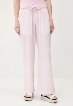 Hollister Co. pantaloni de bumbac culoarea roz, drept, high waist, KI356-5063 imagine