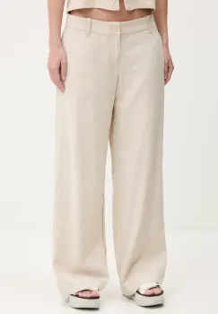 Hollister Co. pantaloni din in culoarea bej, lat, medium waist, KI356-5026 imagine