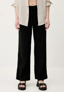 Hollister Co. pantaloni din in femei, culoarea negru, lat, high waist, KI356-5034 imagine